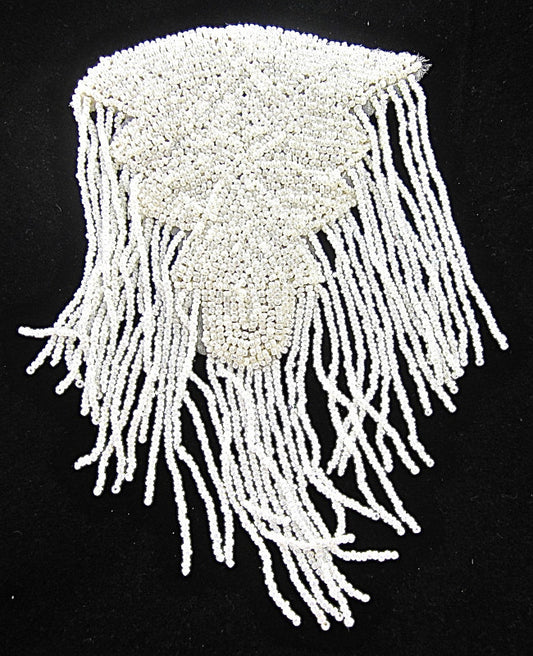 Epaulet with White Beads 7" x 4.25"