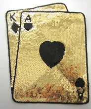 Load image into Gallery viewer, Playing Card, Large King/Ace , Gold Sequins , Black Beads 12&quot; x 10&quot;