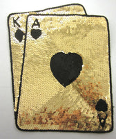 Playing Card, Large King/Ace , Gold Sequins , Black Beads 12