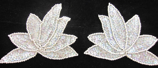 Leaf with Iridescent Sequins Beads 4" x 5"