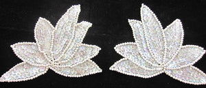 Leaf with Iridescent Sequins Beads 4" x 5"