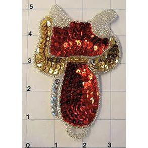 Western Horse Saddle Red and Gold 5" x 3"
