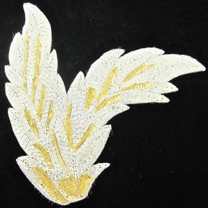 Leaf with Lite Yellow and White Sequins and Beads 9.5" x 8 .5"
