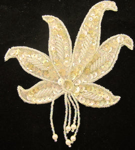 Epaulet with Yellowish Sequins and Beads 5" x 5"