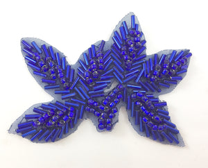 Leaf with Blue Beads 3.5"