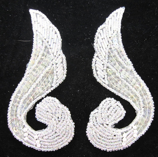 Designer Motif Swirl with iridescent Sequins and Beads 4.5" x 2"