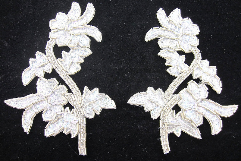 Flower Pair Iridescent with Silver Beads 5.5