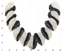 Load image into Gallery viewer, Designer Motif Collar Silver and Black Beaded 12&quot; x 10&quot;