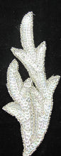Load image into Gallery viewer, Leaf Crystal Iridescent Sequins with Silver Beads 7&quot; x 3&quot;