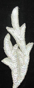 Leaf Crystal Iridescent Sequins with Silver Beads 7" x 3"