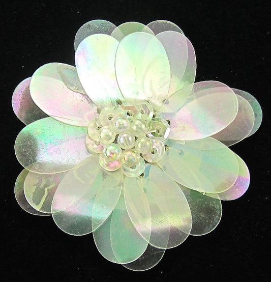 Flower with Multi-layered and Multicolored Sequins and Beads 2.5"