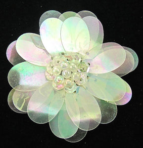 Flower with Multi-Layered Multi-Colored Sequins and Beads 2.5"