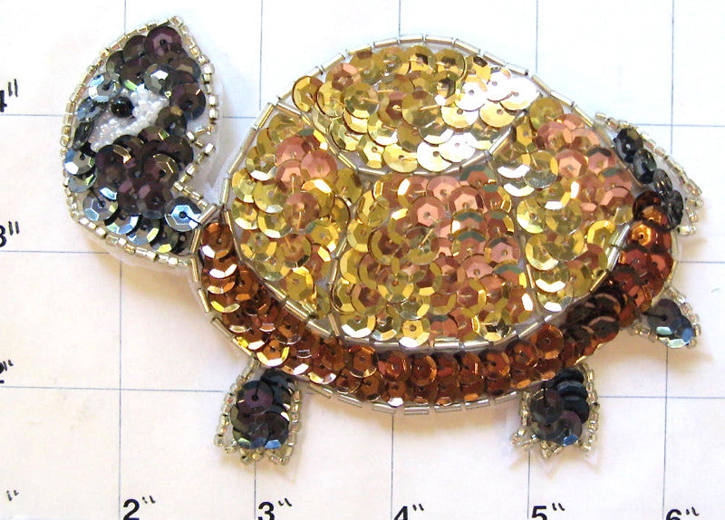 Turtle with Blue or Gold Shell 5" x 3"