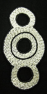 Designer Motif Triple Circle with Iridescent and Black Beads 6" x 3"