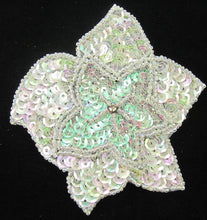 Load image into Gallery viewer, Flower with Iridescent AB Sequins and Rhinestone 4&quot;