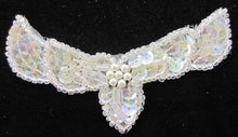 Load image into Gallery viewer, Designer Motif with Wing Shape Iridescent AB Sequins and Beads and Pearls 3.25&quot; x 2&quot;