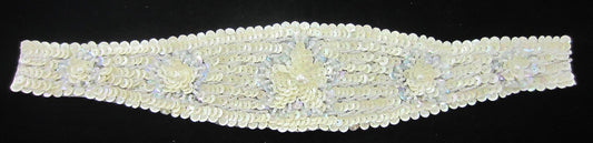 Designer Motif Belt Line with Light Cream Flowers Beads and Pearls 14"