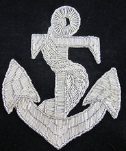 Load image into Gallery viewer, Anchor Large Silver Beaded 9&quot; x 7&quot; - Sequinappliques.com