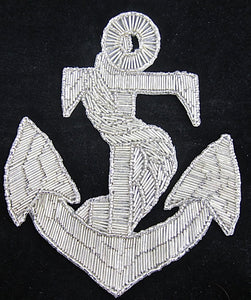 Anchor Large Silver Beaded 9" x 7" - Sequinappliques.com