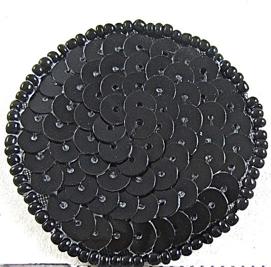 Dot Circle with Black Sequins and Beads 1.5" and 2"