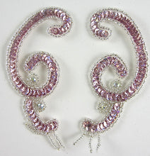 Load image into Gallery viewer, Designer Motif with Pink Sequins Silver Beads AB Rhinestones 4&quot; x 2&quot;