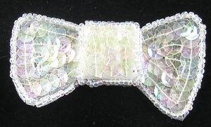 Bow Iridescent Sequins and Beads 1.5" X 2.25"