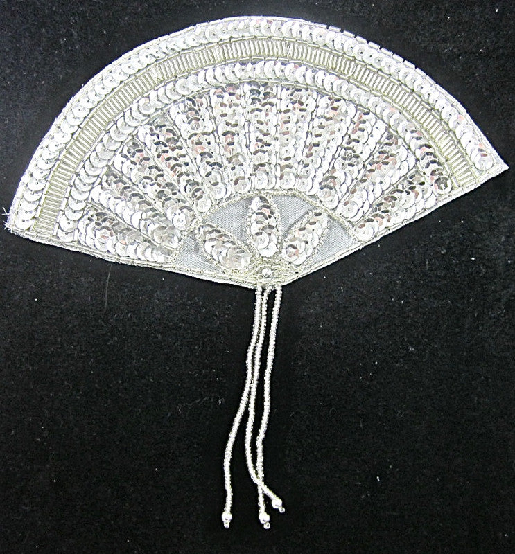 Fan with Silver Beads and Sequins 8