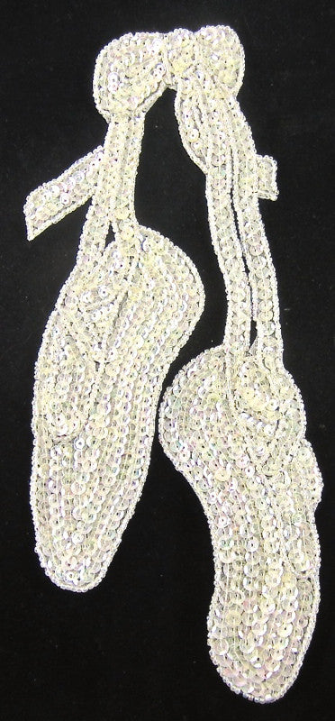 10 PACK Ballet Slippers with Iridescent Sequins and Beads 9" x 4" - Sequinappliques.com