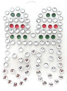 Letter H Hot Fix Iron-On Heat Transfer with Multi-Color Rhinestones 2"