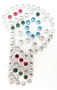 Letter P Hot Fix Iron-On Heat Transfer with Multi-Color Rhinestones 2"
