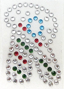 Letter R Hot Fix Iron-On Heat Transfer with Multi-Color Rhinestones 2"