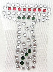 Letter T Hot Fix Iron-On Heat Transfer with Multi-Color Rhinestones 2"