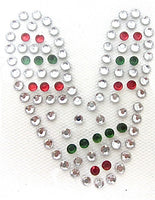 Letter V Hot Fix Iron-On Heat Transfer with Multi-Color Rhinestones 2