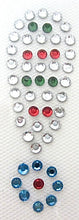 Load image into Gallery viewer, Exclamation Point Hot Fix Iron-On Heat Transfer with Multi-Color Rhinestones 2&quot;