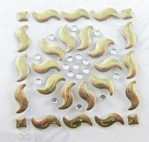 Designer Motif with Gold and Crystals Transfer 1.5"