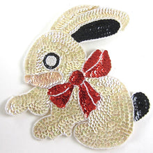 Load image into Gallery viewer, Rabbit with Multi-Colored Beige Sequins Red Bow 9&quot; x 8&quot;