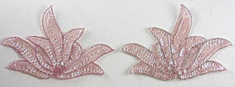 Leaf Pair with Pink Iridescent Sequins 4.5