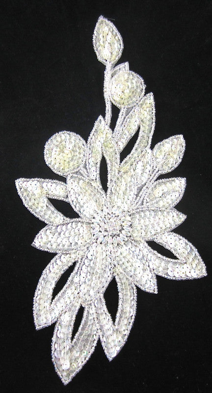 Choice of 3D Flower Appliques with Iridescent Sequins and Beads or Black Sequins and Beads 11.5" x 6.5"