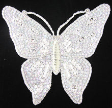 Load image into Gallery viewer, Butterfly Large White Iridescent Sequins and Rhinestones 10.5&quot; x 8.5&quot;