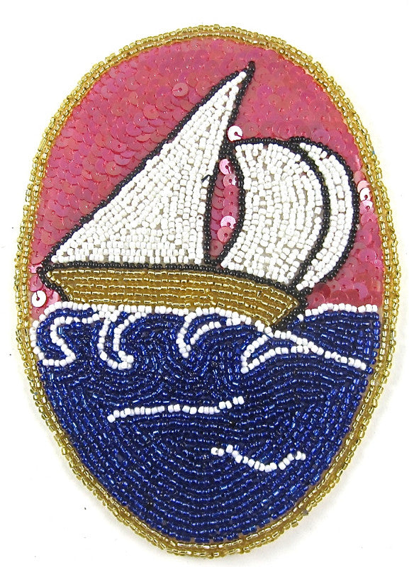 Sailboat with Dark Pink Sequins and Multi-Colored Beads 6