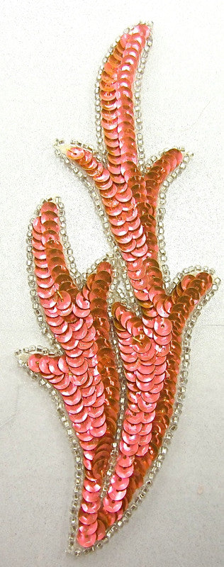 Leaf with Orange Sequins Silver Beads