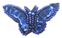 Load image into Gallery viewer, Butterfly with Royal Blue Sequins and Beads 1&quot; x 2&quot;