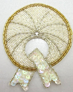 Designer Motif With Gold iridescent Sequins Beads and Rhinestone 4.25" x 3.5"