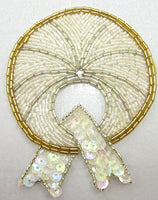 Designer Motif With Gold iridescent Sequins Beads and Rhinestone 4.25