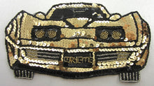 Load image into Gallery viewer, Corvette 1970&#39;s Era with Gold and Black Sequins and Beads 5&quot;x 9&quot;