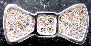Necklace Pendant Bow with Silver and Rhinestones 1" x .5"