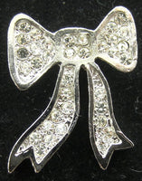 Necklace Pendant Bow with Silver Metal and Rhinestones 1