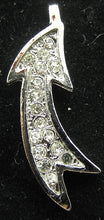 Load image into Gallery viewer, Necklace Pendant Arrow Shaped with Silver Metal and Rhinestones 1.25&quot; x .5&quot;