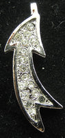 Necklace Pendant Arrow Shaped with Silver Metal and Rhinestones 1.25