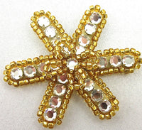 Flower with Gold Beads and High Quality Rhinestones 1.75